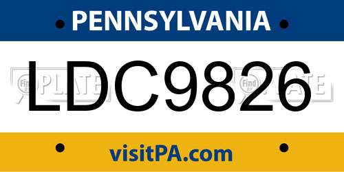 LDC9826 Pennsylvania License Plate