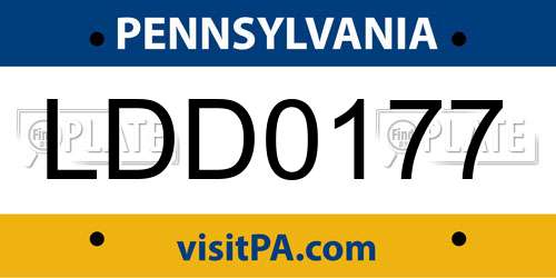 LDD0177 Pennsylvania License Plate