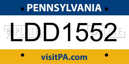 LDD1552 Pennsylvania License Plate