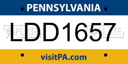 LDD1657 Pennsylvania License Plate