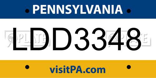 LDD3348 Pennsylvania License Plate