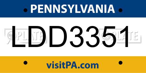 LDD3351 Pennsylvania License Plate