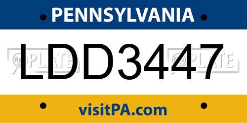 LDD3447 Pennsylvania License Plate