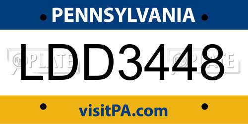 LDD3448 Pennsylvania License Plate