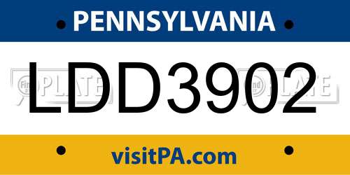 LDD3902 Pennsylvania License Plate