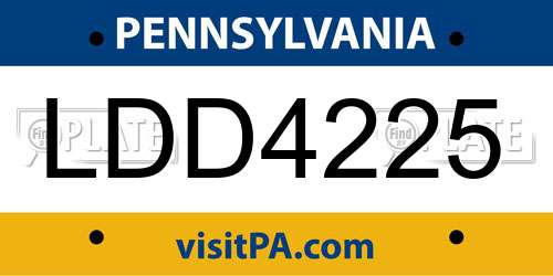 LDD4225 Pennsylvania License Plate