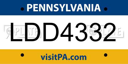 LDD4332 Pennsylvania License Plate
