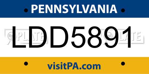 LDD5891 Pennsylvania License Plate