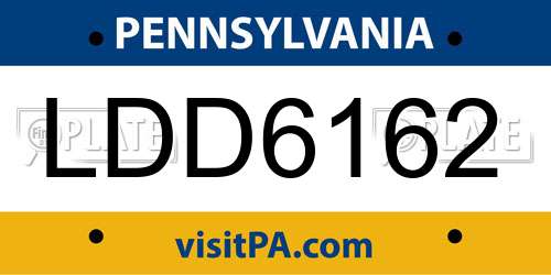 LDD6162 Pennsylvania License Plate