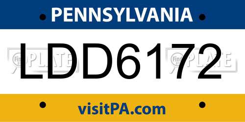 LDD6172 Pennsylvania License Plate