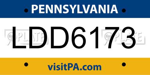 LDD6173 Pennsylvania License Plate