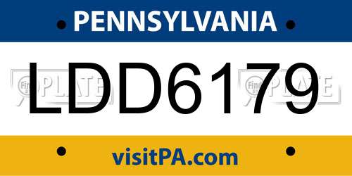 LDD6179 Pennsylvania License Plate