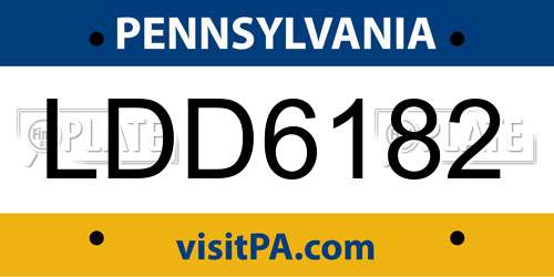 LDD6182 Pennsylvania License Plate