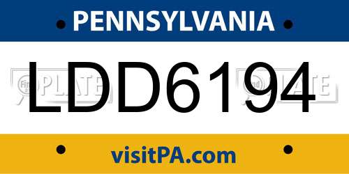 LDD6194 Pennsylvania License Plate