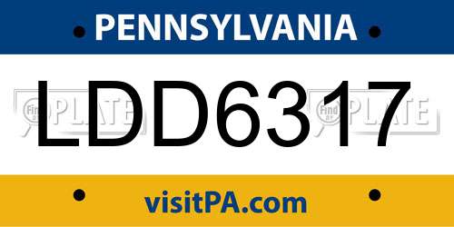 LDD6317 Pennsylvania License Plate