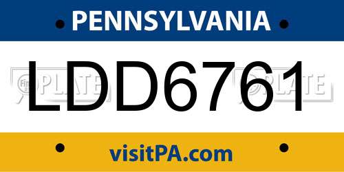 LDD6761 Pennsylvania License Plate