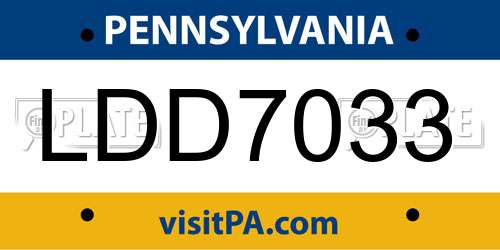 LDD7033 Pennsylvania License Plate