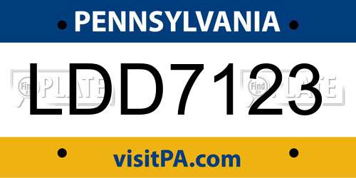LDD7123 Pennsylvania License Plate