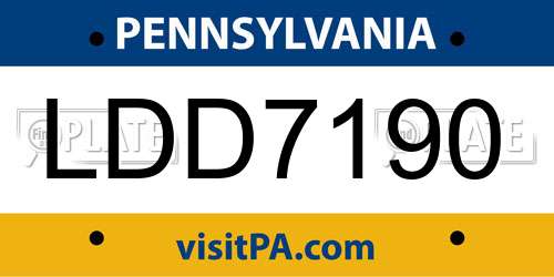 LDD7190 Pennsylvania License Plate
