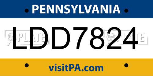 LDD7824 Pennsylvania License Plate