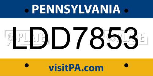 LDD7853 Pennsylvania License Plate