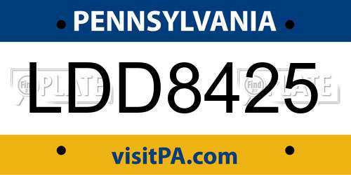 LDD8425 Pennsylvania License Plate