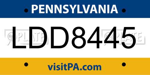 LDD8445 Pennsylvania License Plate
