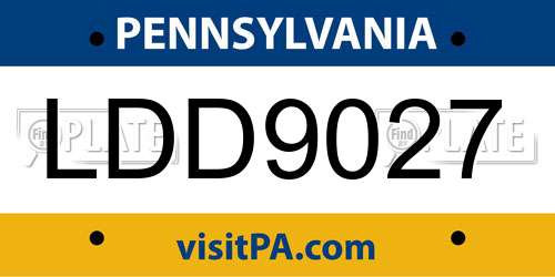 LDD9027 Pennsylvania License Plate