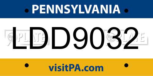 LDD9032 Pennsylvania License Plate