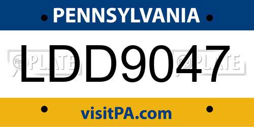 LDD9047 Pennsylvania License Plate