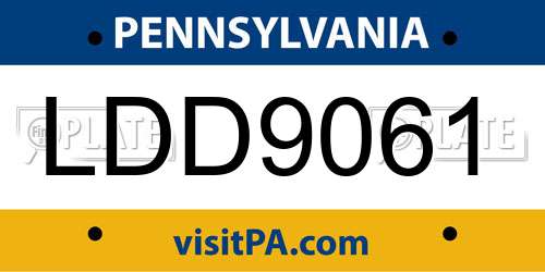 LDD9061 Pennsylvania License Plate