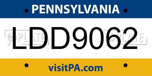 LDD9062 Pennsylvania License Plate