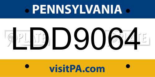 LDD9064 Pennsylvania License Plate