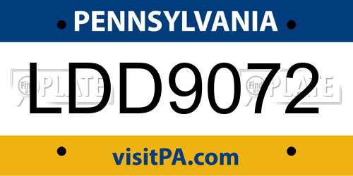 LDD9072 Pennsylvania License Plate
