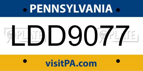 LDD9077 Pennsylvania License Plate