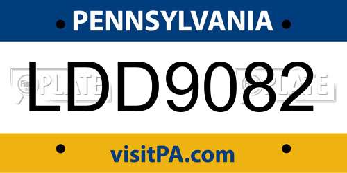 LDD9082 Pennsylvania License Plate