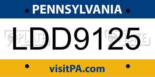 LDD9125 Pennsylvania License Plate