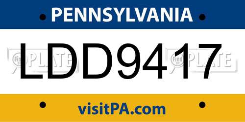 LDD9417 Pennsylvania License Plate