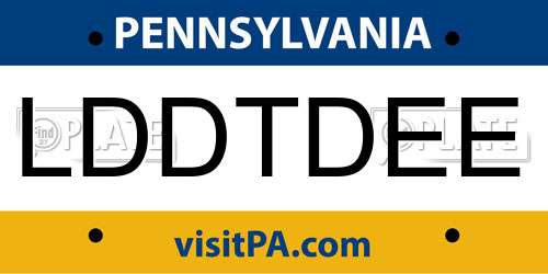 LDDTDEE Pennsylvania License Plate