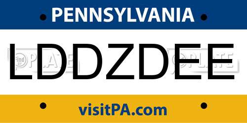 LDDZDEE Pennsylvania License Plate