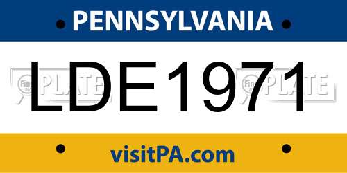 LDE1971 Pennsylvania License Plate
