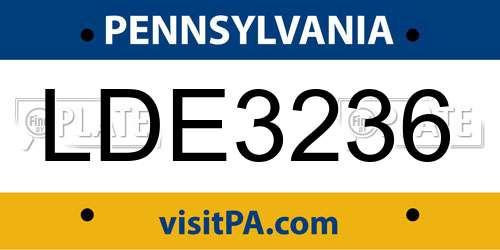 LDE3236 Pennsylvania License Plate