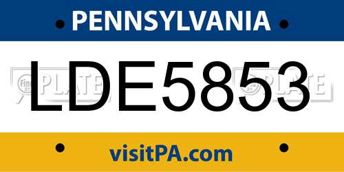 LDE5853 Pennsylvania License Plate