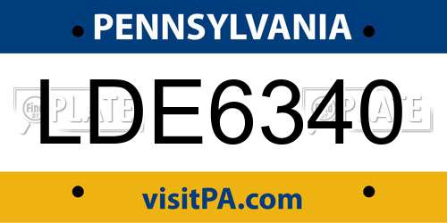 LDE6340 Pennsylvania License Plate