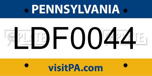 LDF0044 Pennsylvania License Plate