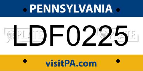 LDF0225 Pennsylvania License Plate