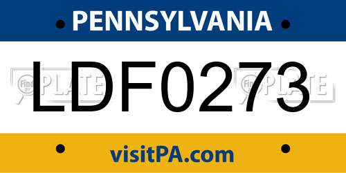 LDF0273 Pennsylvania License Plate
