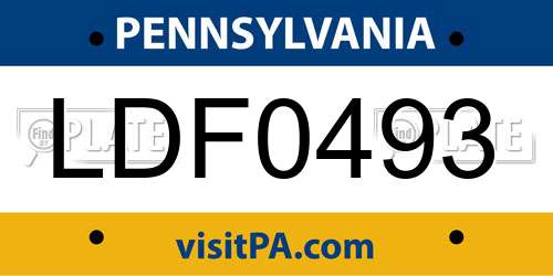 LDF0493 Pennsylvania License Plate