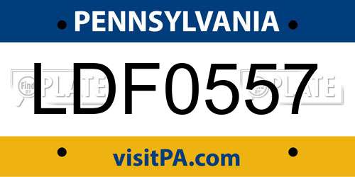 LDF0557 Pennsylvania License Plate