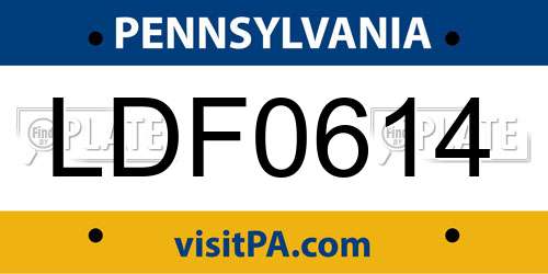 LDF0614 Pennsylvania License Plate